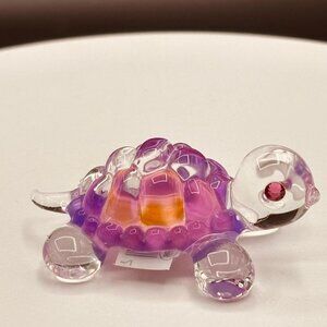 Pink Turtle Glass Figurine Crystal Accent Coastal Nature Decor Gift